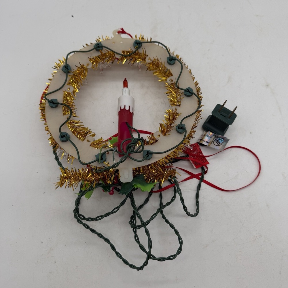 Vintage 11 Lighted Tree Topper Wreath Candle Holly Table Decor The Trimmery - #4 - Picture 3 of 6